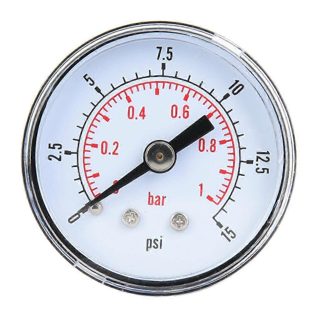 Mechanical Pressure Gauge 1/8 Inch BSPT Axial for Air Oil Water 0-15psi 0-1bar Durable Pressure Measurement Device