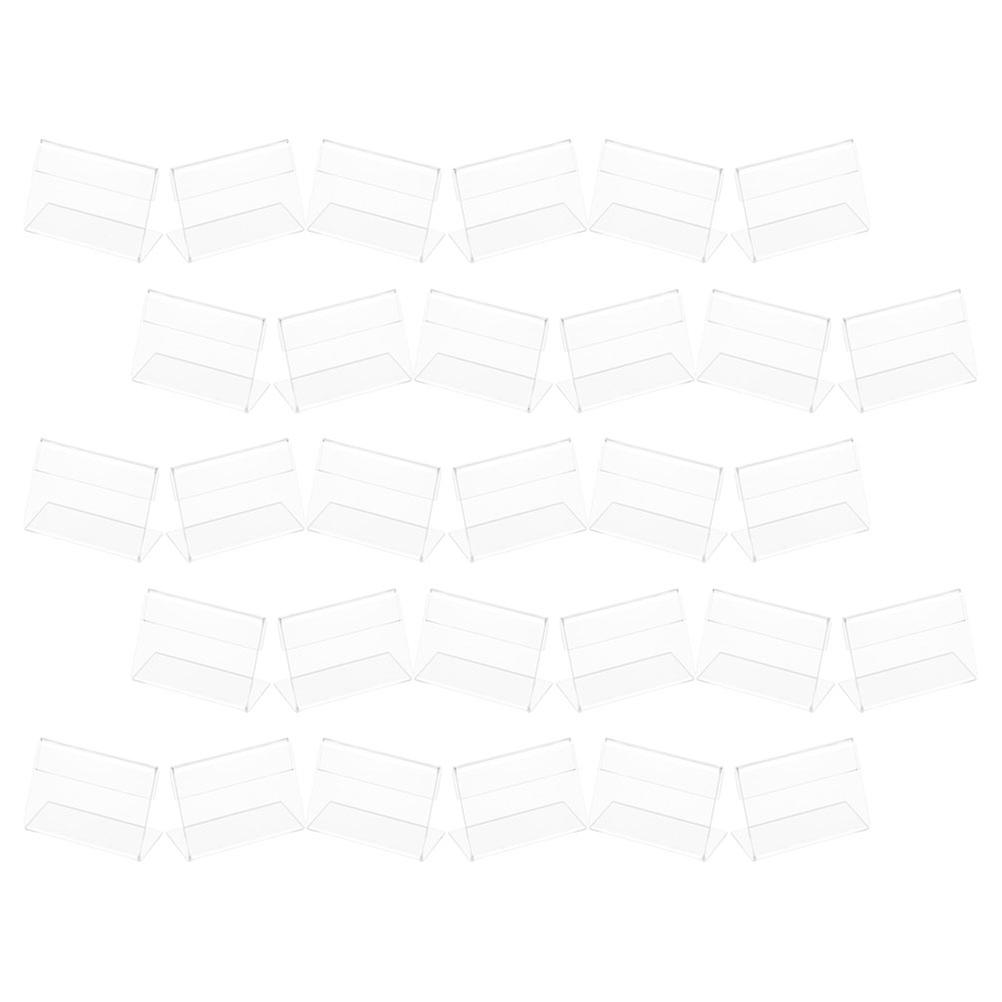 50PCS Mini Clear Horizontal Slanted L Shape Acrylic Sign Display Holder for Name Card Tag Label Countertop Stand