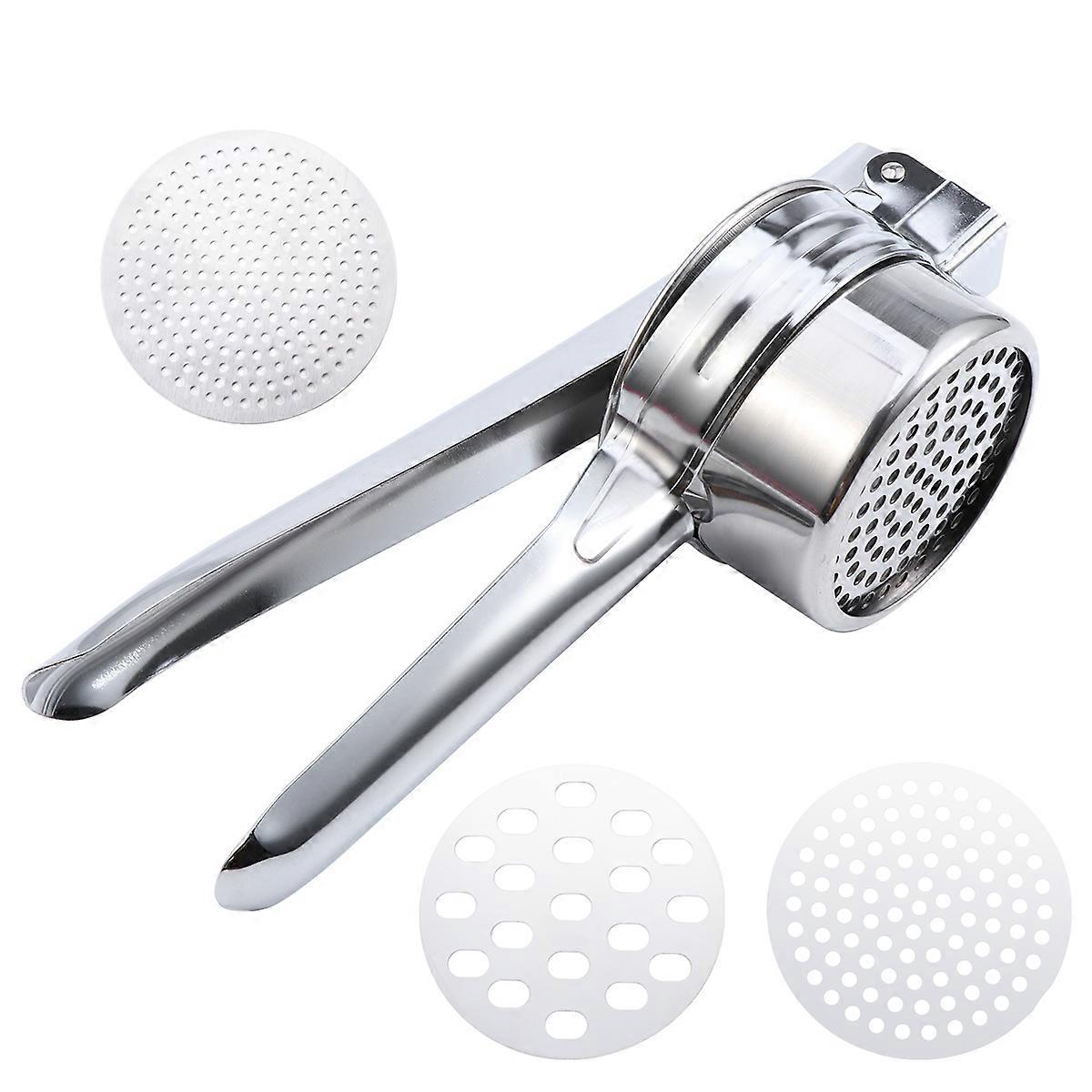 Stainless Steel Potato Masher with Interchangeable Disks for Fluffy Mashed Potatoes