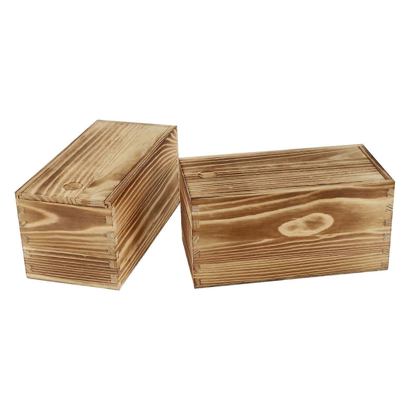 Boxes with sliding lid, wood storage for home organization, smooth edges