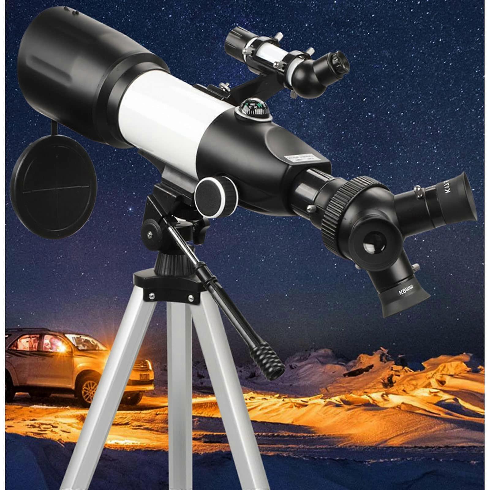 Telescopes for astronomy beginners, 80mm telescope with AZ mount, carrying bag, phone adapter (white)