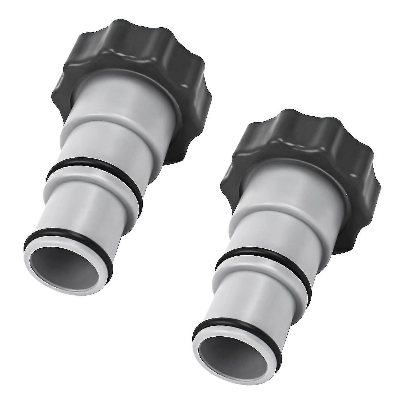 Intex Replacement Pump Hose Adapter with Thread - For 1.5 & 1.25" Hose - A Series 25077RP 8" Gray 2 Pack