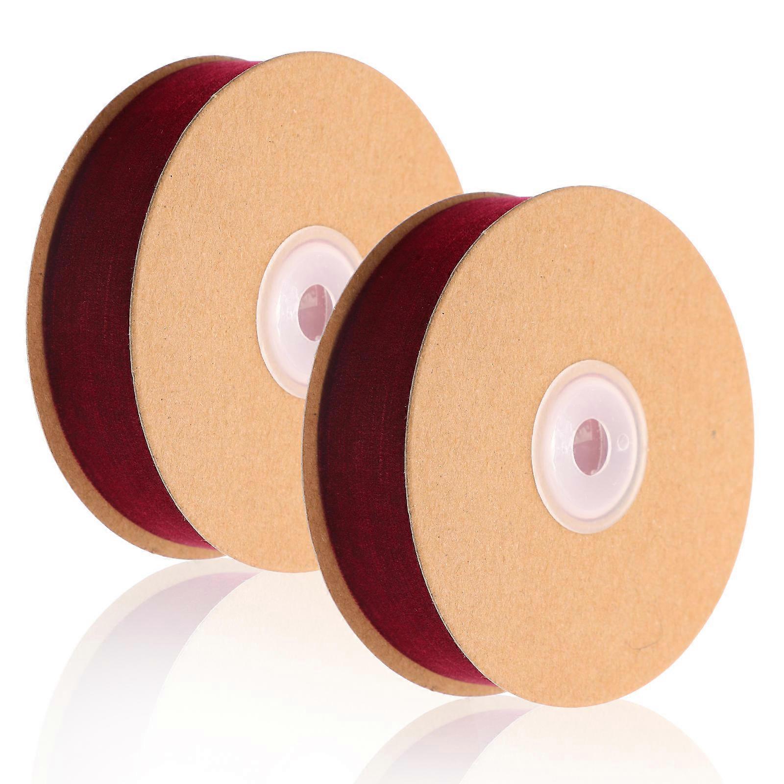 Decorative Ribbon 2 Rolls Single-Sided Velvet Ribbon Dark Red Ideal For Baby Shower Themed Party Graduation Ceremony
