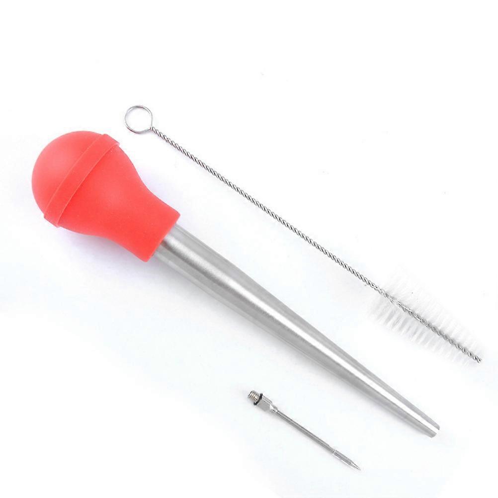 It sounds like you're referring to a **4 piece stainless steel turkey baster set** designed for barbecue and cooking, which includes tools like a