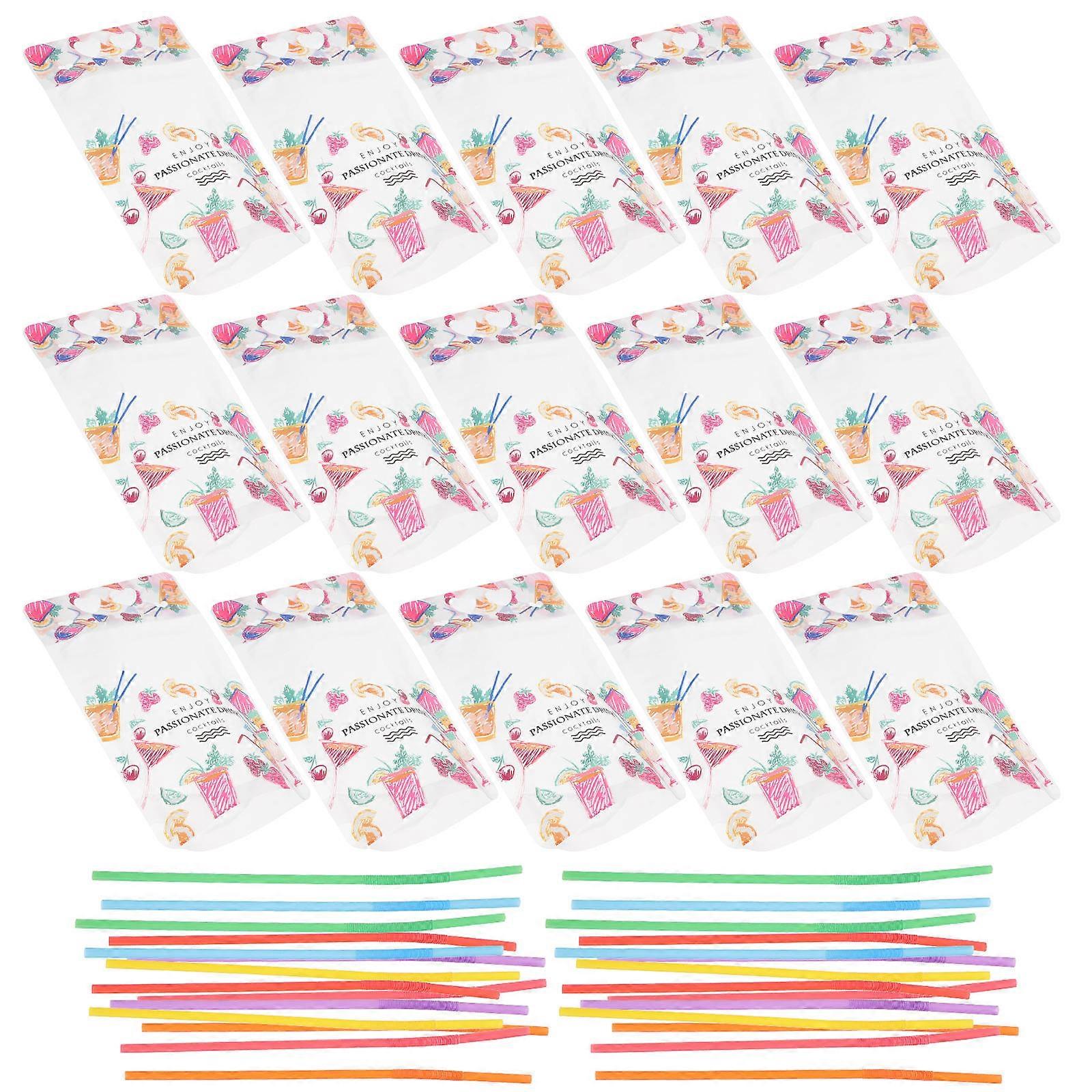 200Pcs Juice Pouches Portable Beverage Containers Assorted Color For Summer Outdoor Parties Camping Bars KTV