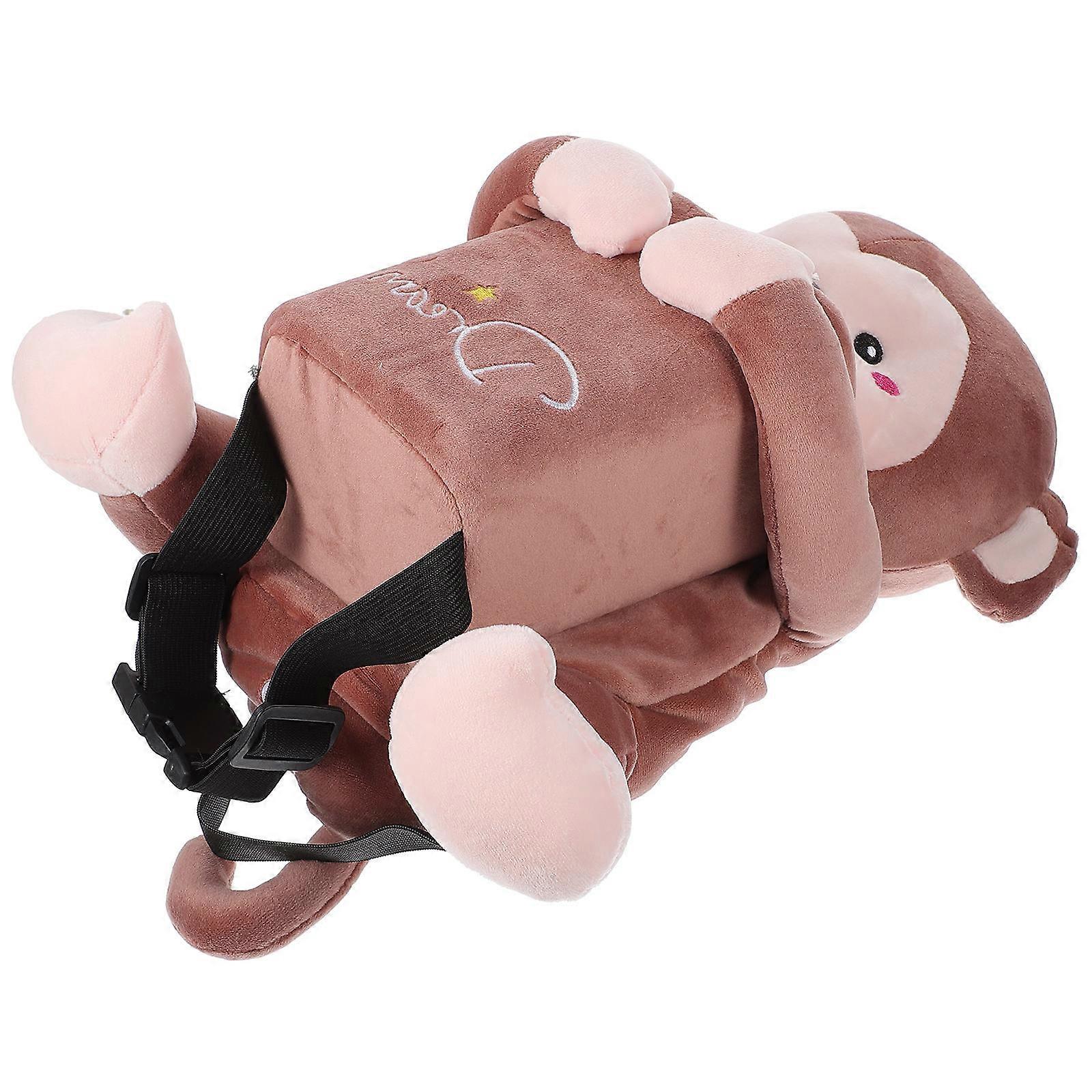 Cute Car Tissue Holder Plush Monkey Shaped Napkin Organizer Multi-Use Car Accessories 1Set