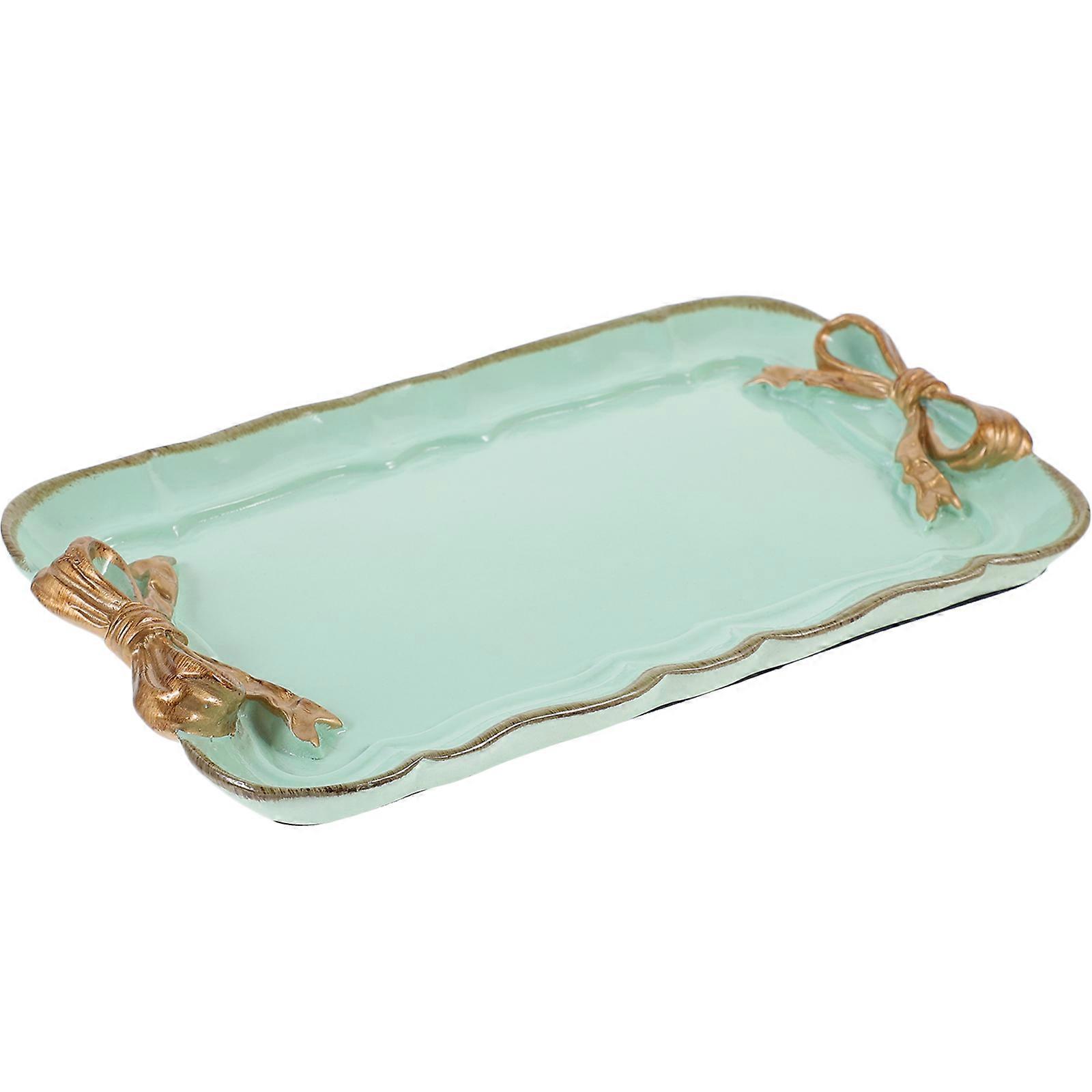 Rectangular Resin Serving Platter with Bowknot Design for Dessert Tray and Tableware Set