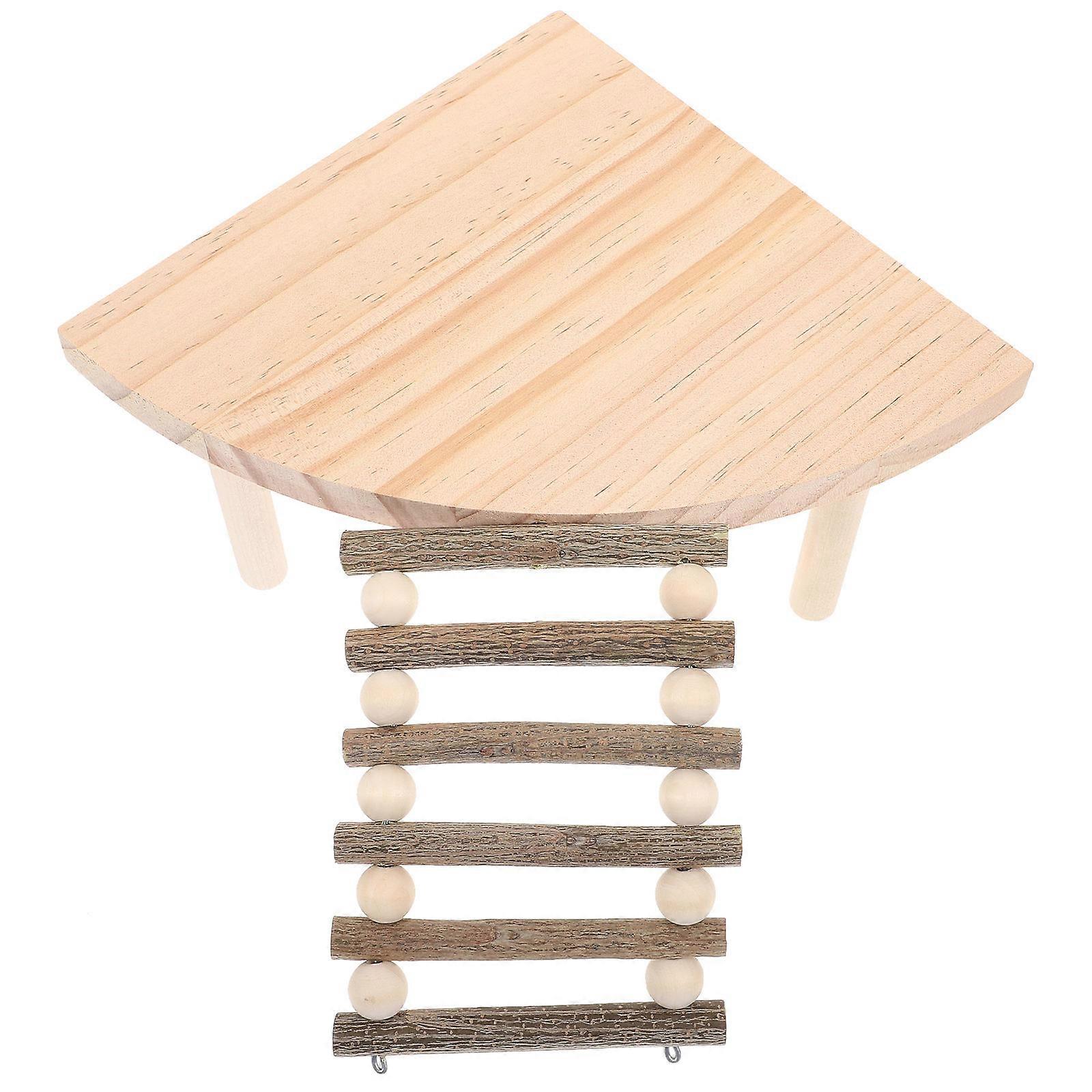 Hamster Ladder Platform High Wooden Climbing Ramp Durable Cage Accessory for Hamsters Gerbils Squirrels Resting and Climbing