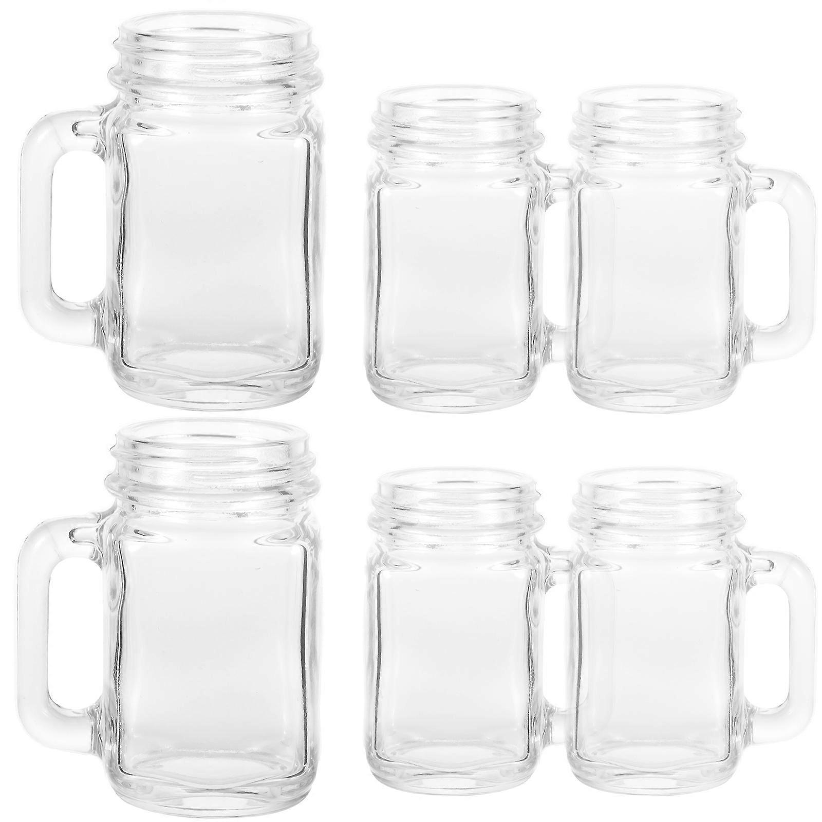 Mini Jars Glass Cups 6Pcs Household Item Classic Style 6X5cm Smooth Surface Serving Liquor