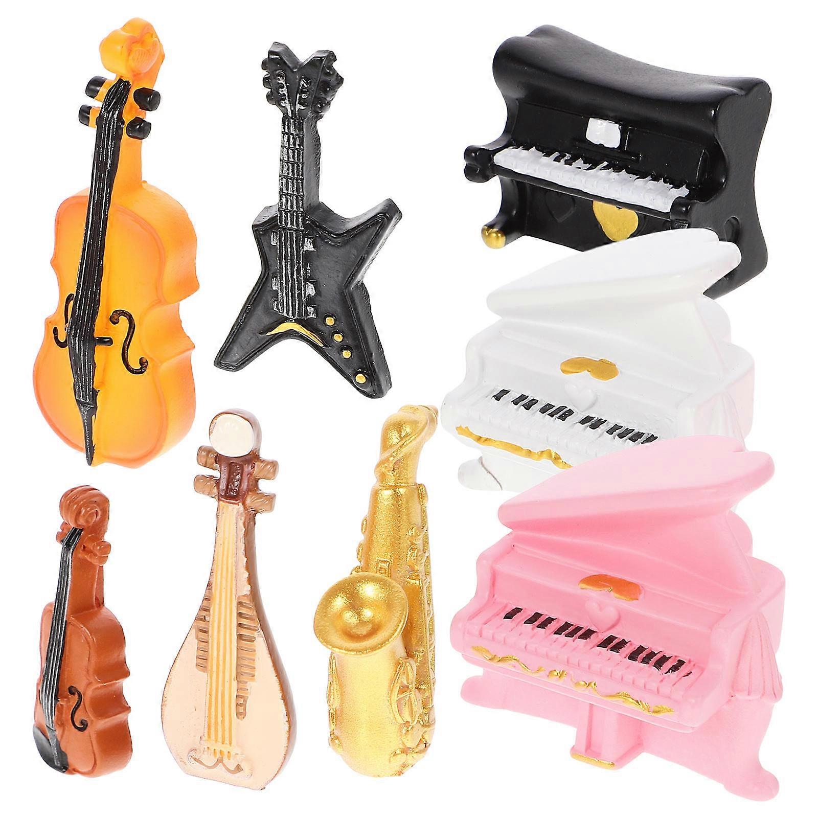 Mini Guitar Model 8Pcs Adorable Mini House Accessory Perfect For DIY Projects And Photo Prop Decor