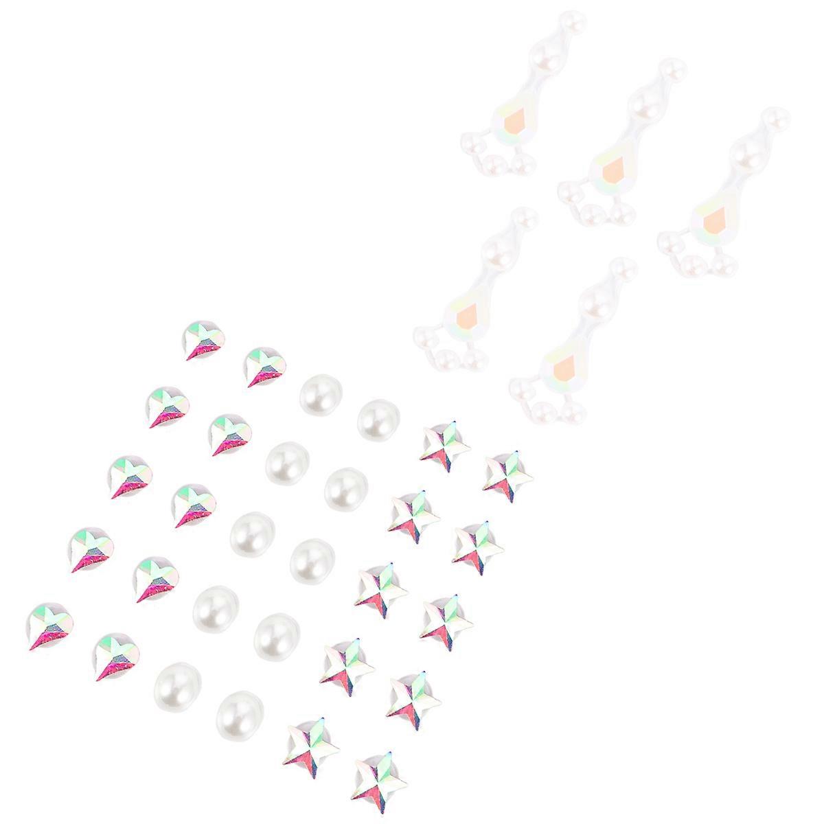 Rhinestone Stickers 5 Sheets For Face Makeup And Nail Art Assorted Color Self-Adhesive Decoration