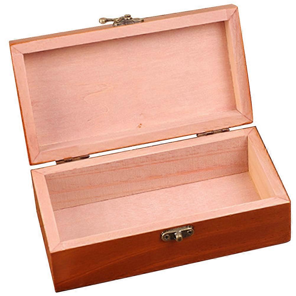 Wooden Storage Box with Lid for Jewelry Keepsakes in Light Brown Wood Small Trinket Organizer 4.5 Inches