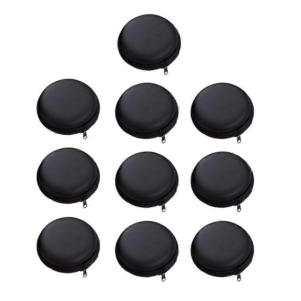 Earbud Case 10Pcs Portable Storage Box For Home Trip Black Round Design Sturdy Protection