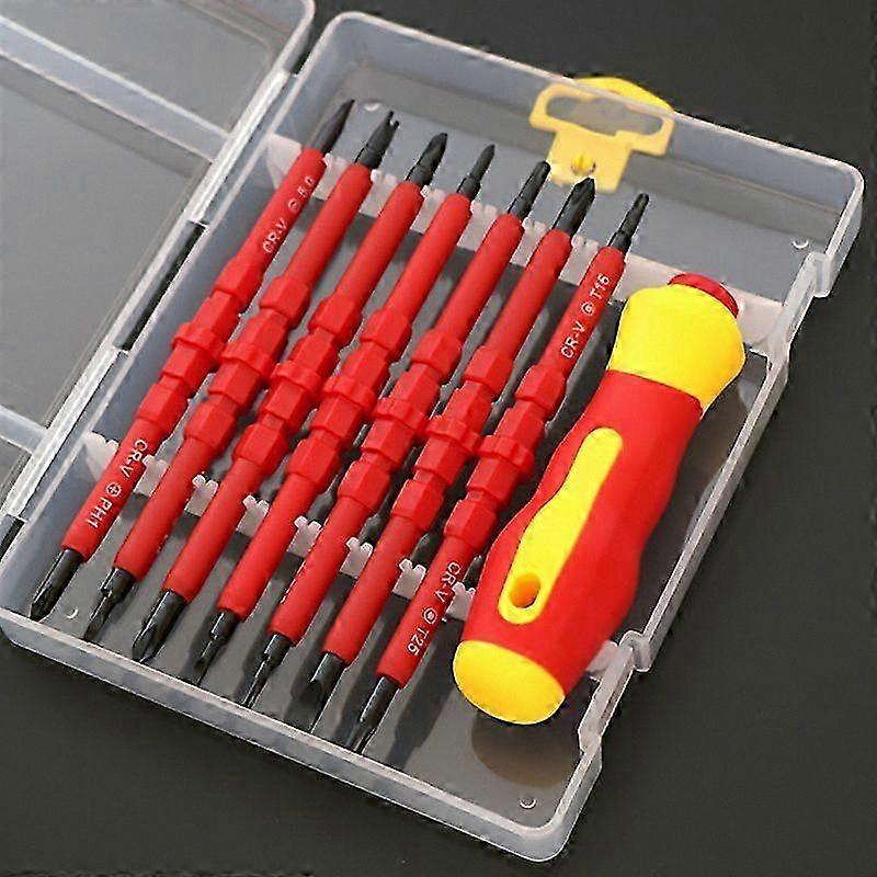 Magnetic Insulated Screwdriver Set, 15-Piece CR-V Tool Kit for Electrical Work
