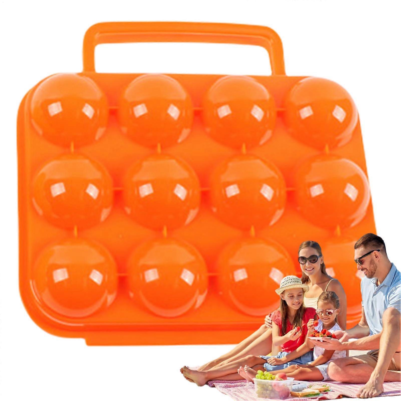 Egg Holder for Camping | 12-Compartment Food Storage Container for Boiled Eggs | Refrigerator Organizer for Home and Travel