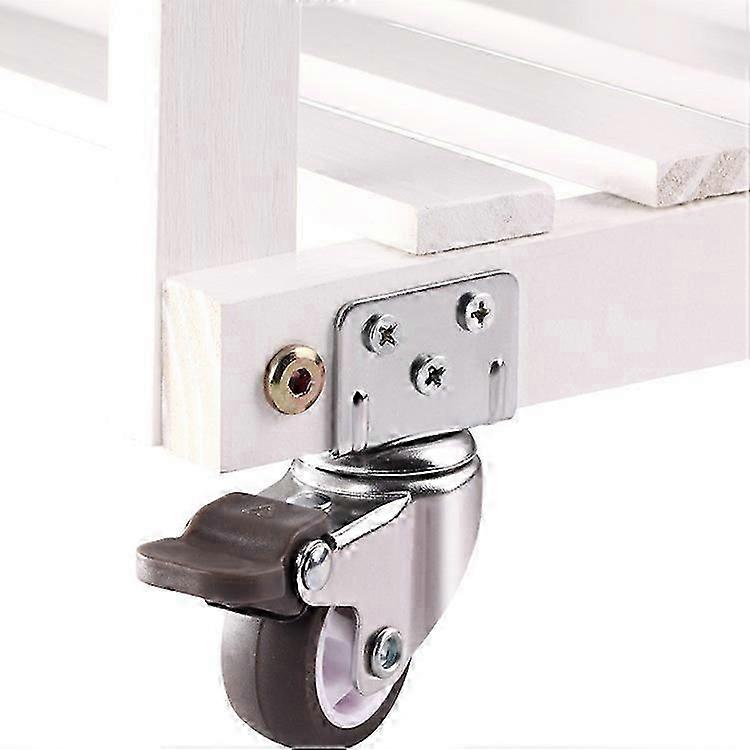 Set of 4 Small Furniture Casters 25mm with Brake 10*2 Screws Swivel Casters - L Mounting Plate - Transport Casters for Crib Cabinet Furniture Table
