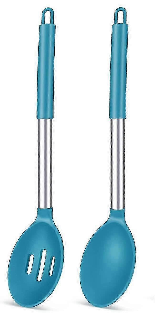 2-Piece Large Non-Stick Silicone Kitchen Spatulas with Heat Resistance Ideal for Mixing Serving and Draining