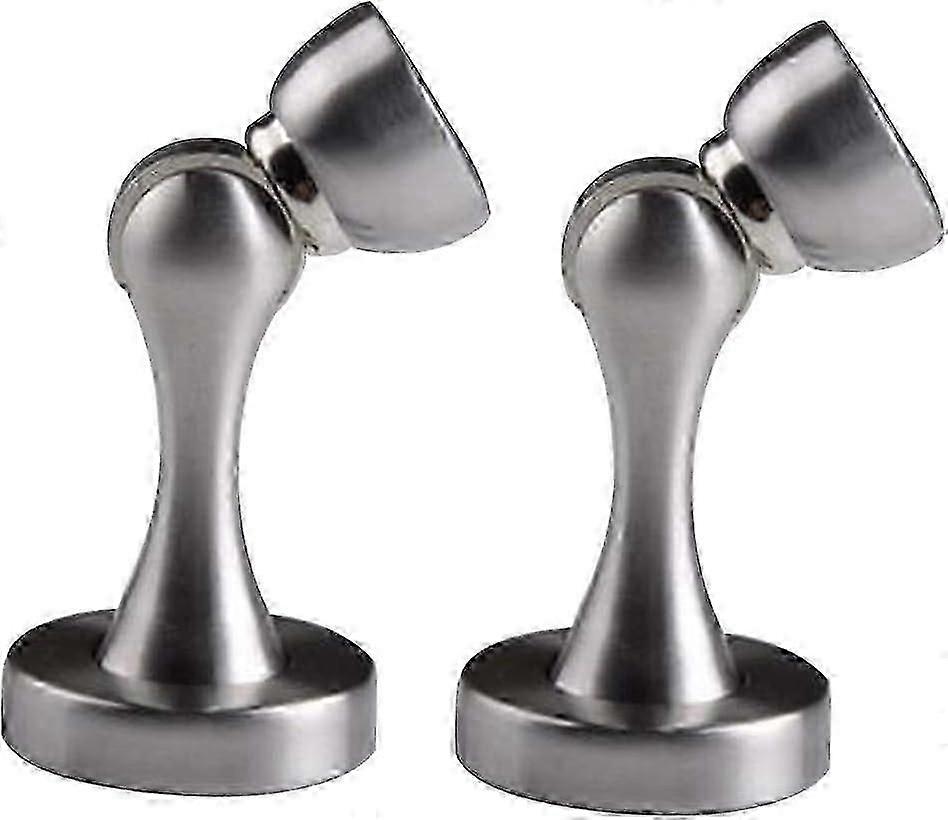 2 Magnetic Brushed Door Stops with Floor Mount