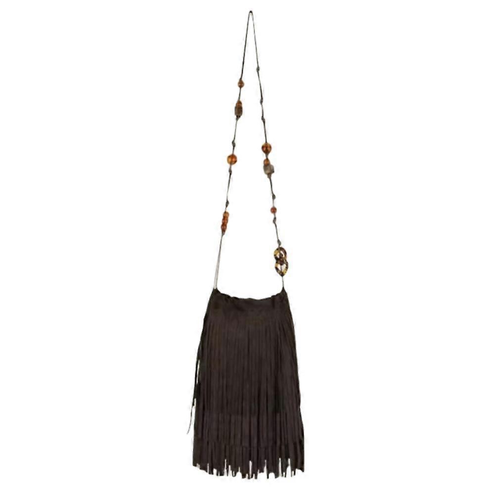 Unique design drawstring bead suede tassel crossbody bag vintage versatile