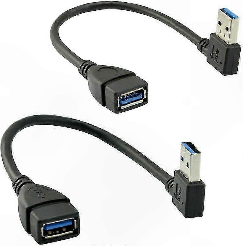 USB 3.0 Male to Female Extension Cable, Left & Right Angle, 2 Pack Data Sync Cord for Devices Connection