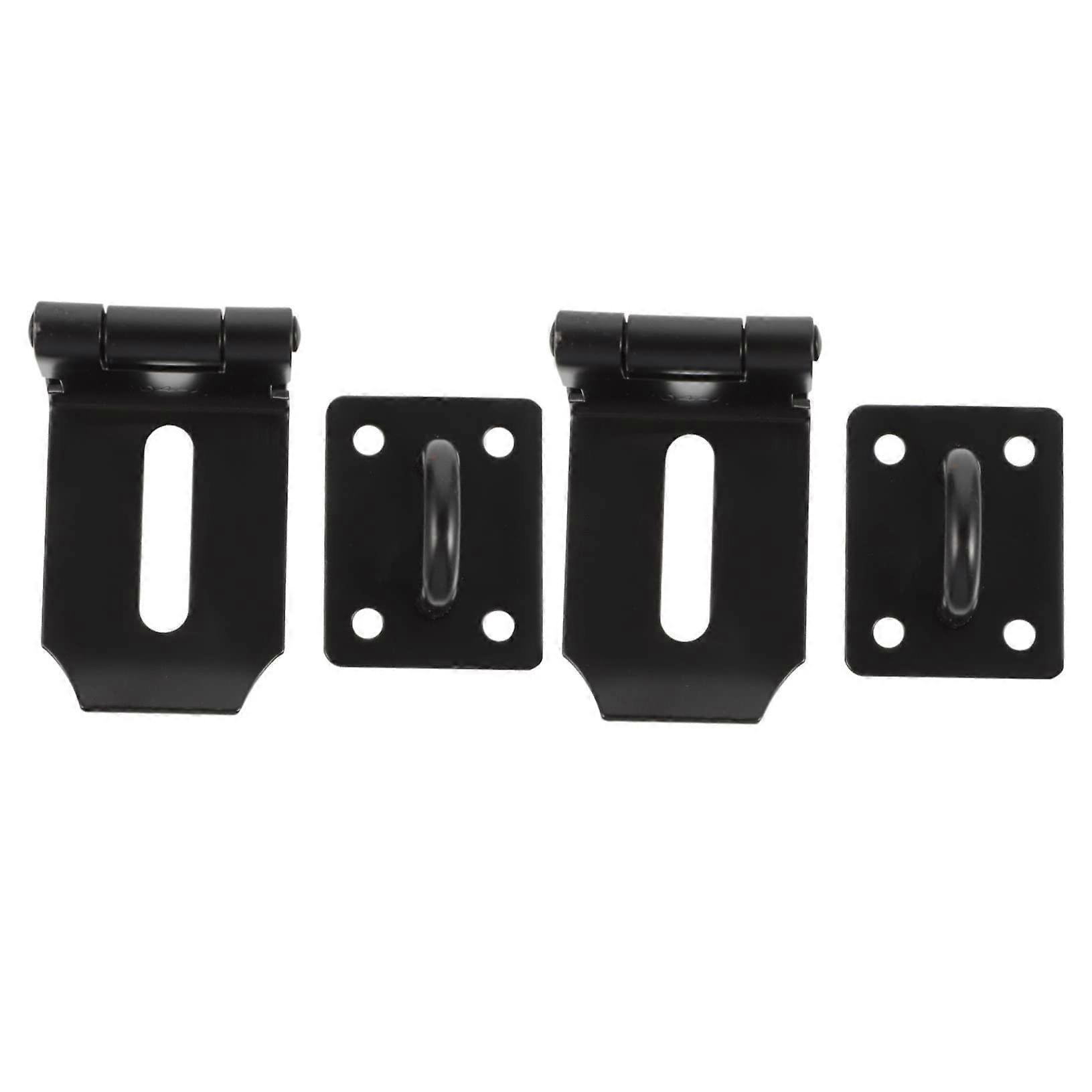 2 Pack Door Lock Hasp Latch Closures for Home Cabinets and Storage Rooms, Black 6.8x6.2x3.8cm