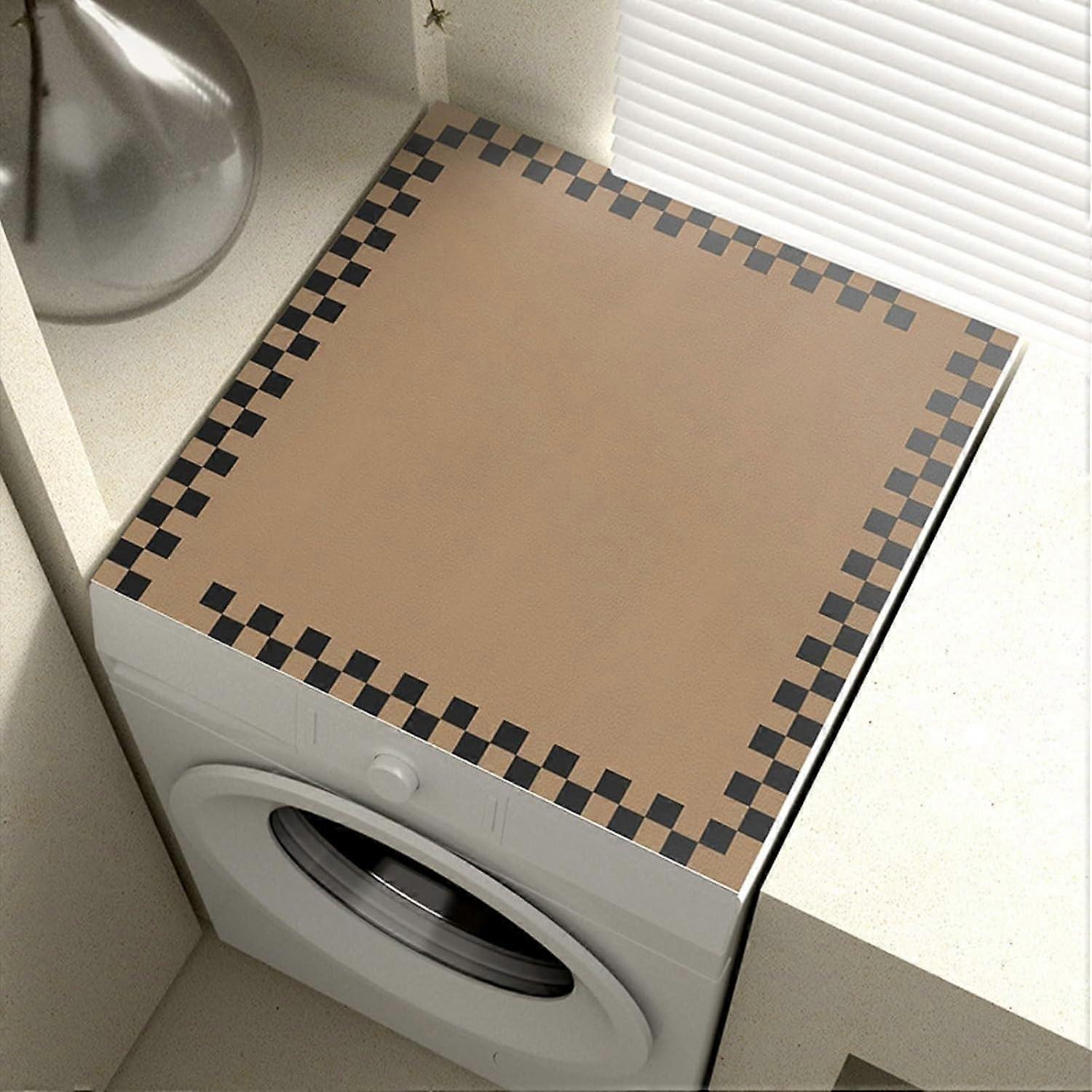 Washing Machine Dust Cover Mat, Anti-Slip PVC Top for Washing Machines and Dryers, Black 65x90cm, Easy to Clean
