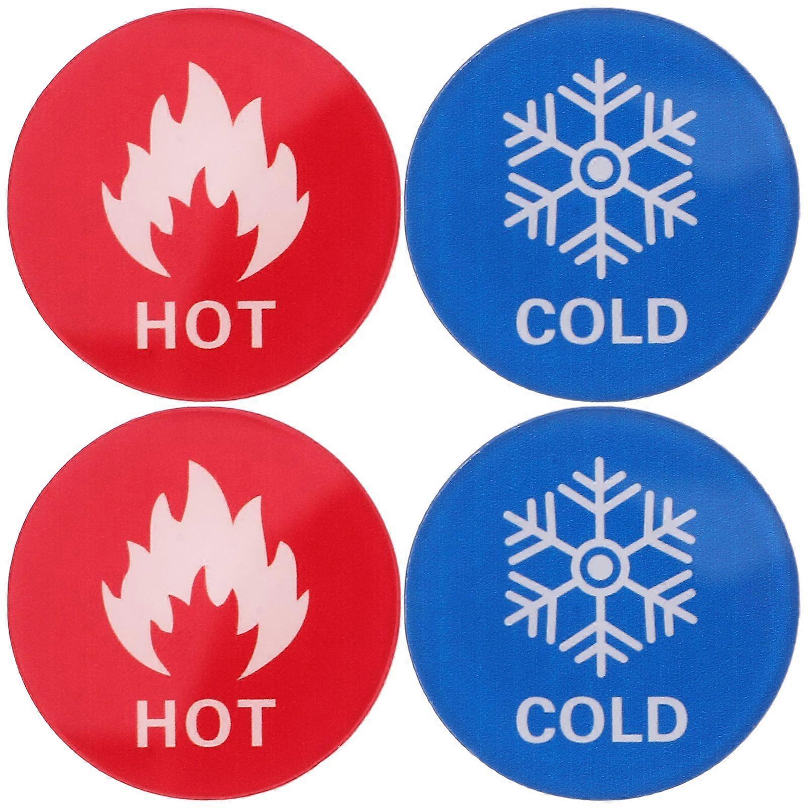 6 Pairs Hot And Cold Water Sign Hot And Cold Indicator Stickers Self-Stick Acrylic Label For Faucet Shower And Bathtub Bathroom Kitchen And Business U