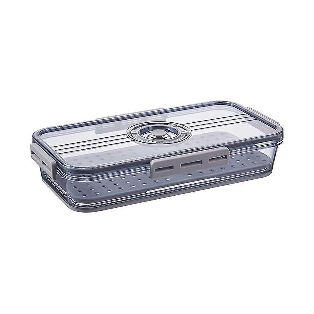 Food presentation storage container with lid drainage timing refrigerator organizer gray G
