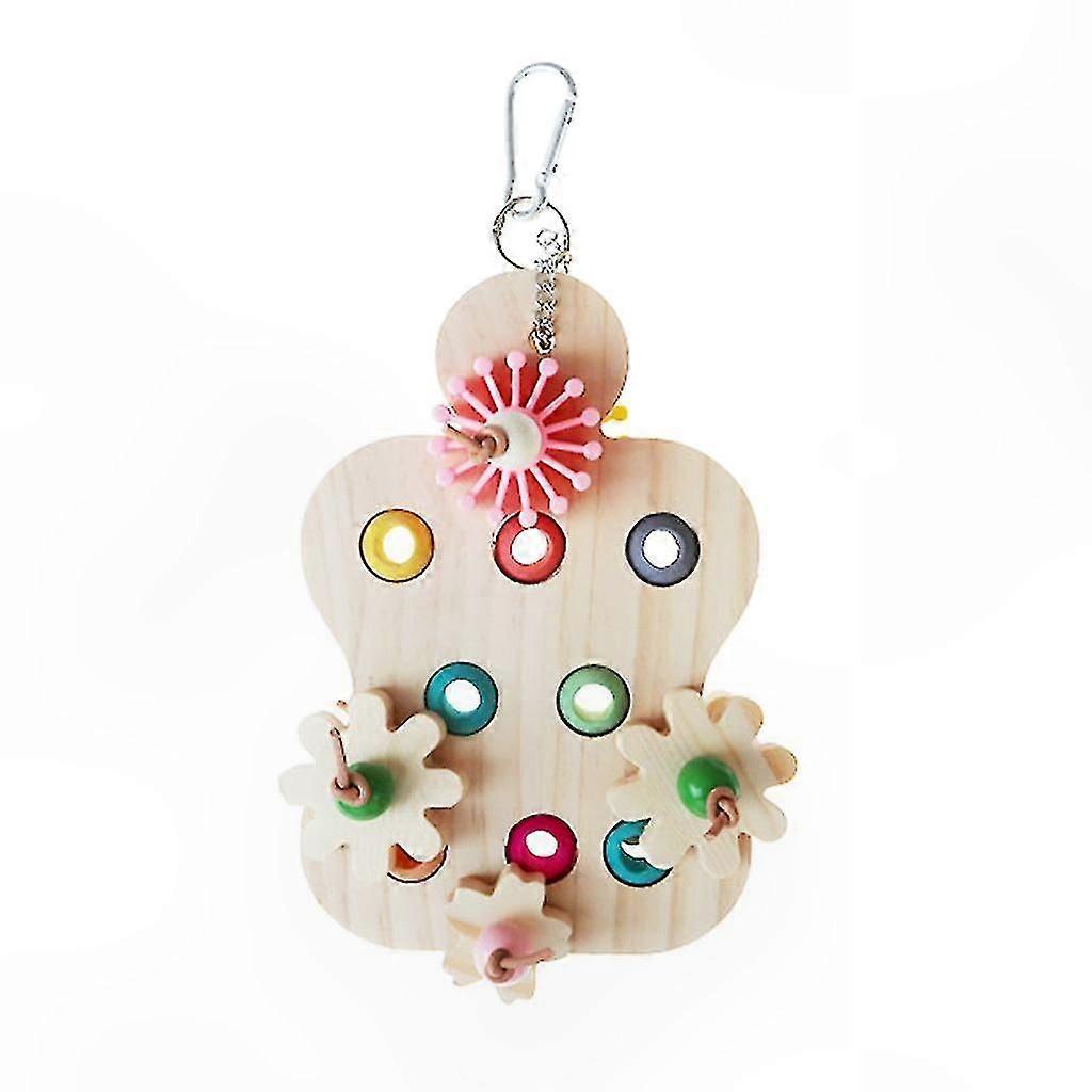 Wooden Puzzle Toy for Birds Cage Hanging Interactive Chewable Pecking Activity Parrot Plaything