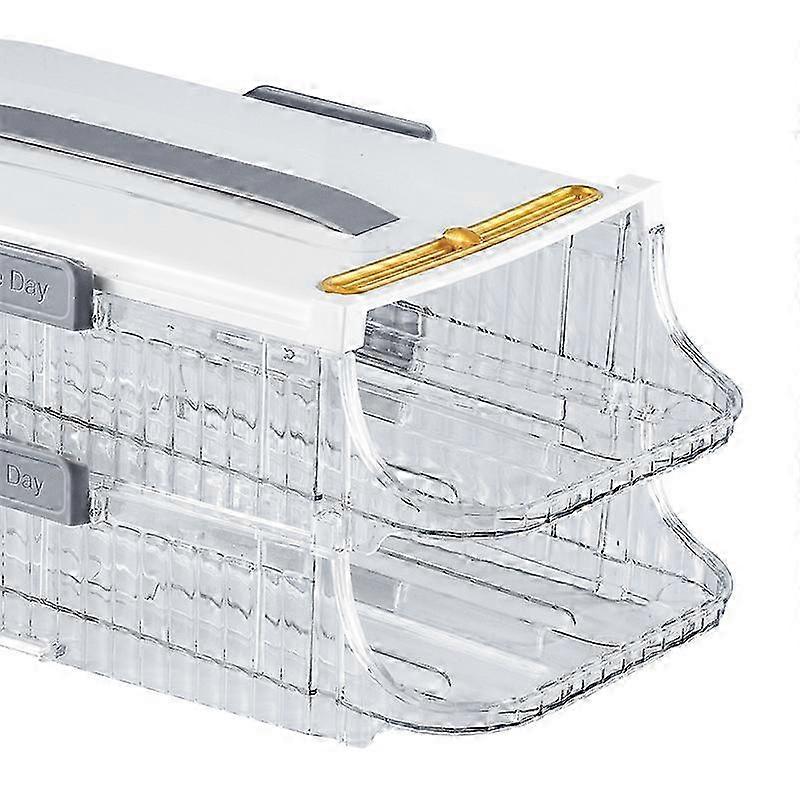 Egg Holder for Refrigerator(White), 2 Layer Egg Storage Fridge Stackable Egg Container For Refrigerator, Clear Egg Tray with Handl