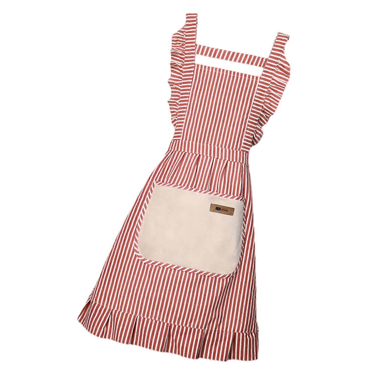 Flouncing Cooking Apron Perforated Fabric Practical Storage For Food Enthusiasts Red