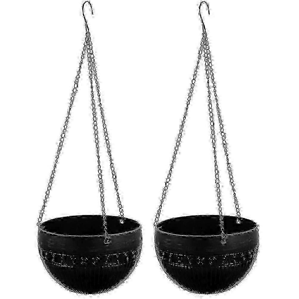 2 Pack Self-Watering Hanging Planters with Netting - Indoor Flower Pots for Home Gardens