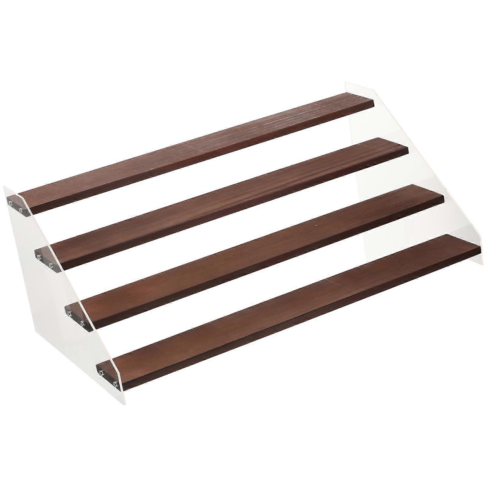 1 Set 4 Tier Model Storage Stand Acrylic and Wood Display Holder Desk Riser Shelf