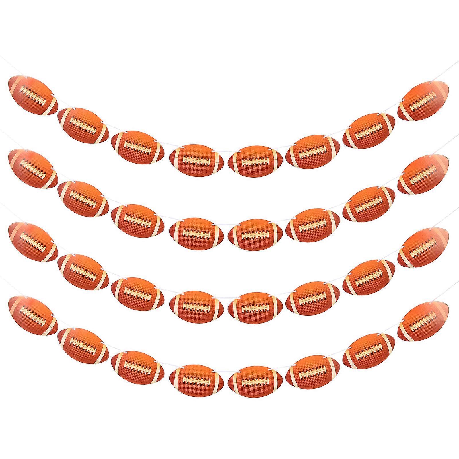 4Pcs Rugby Bannières Football Nid d’ange suspendu Tirer Drapeau Décor de fête