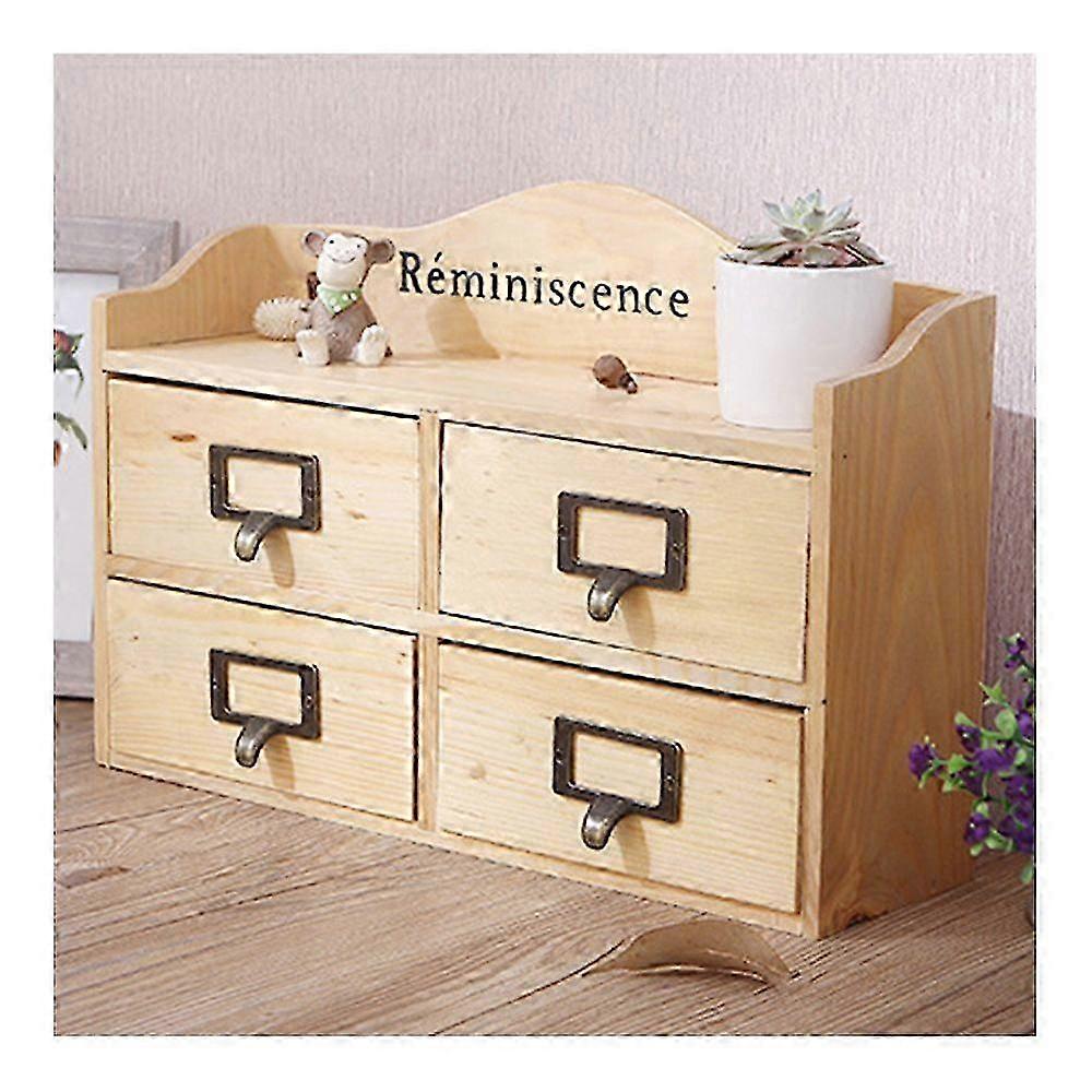 zakka Retro Wooden Drawer Type Storage Cabinet Table Decoration
