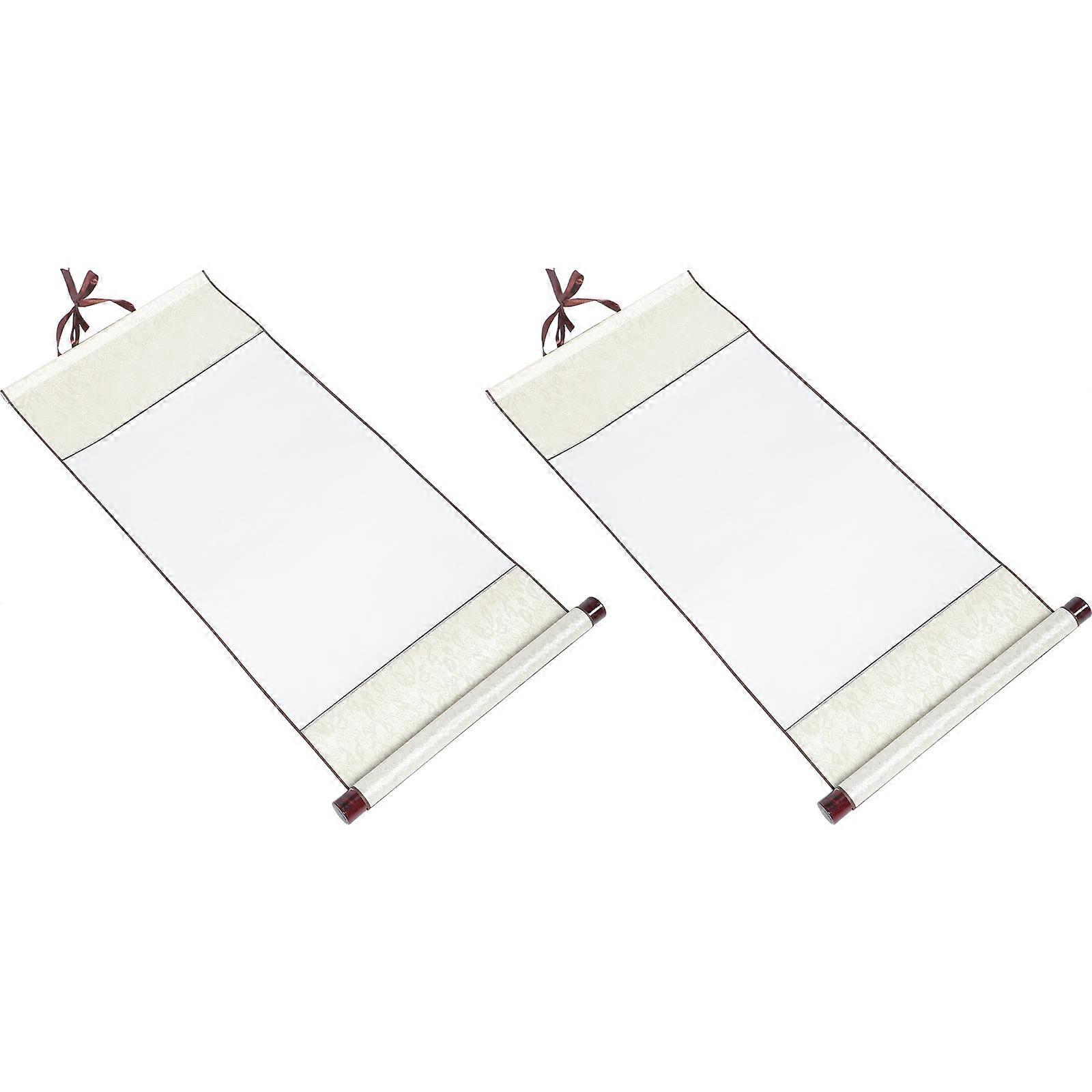White Paper Scroll for Painting Use with Moderate Ink Inhibition 2Pcs