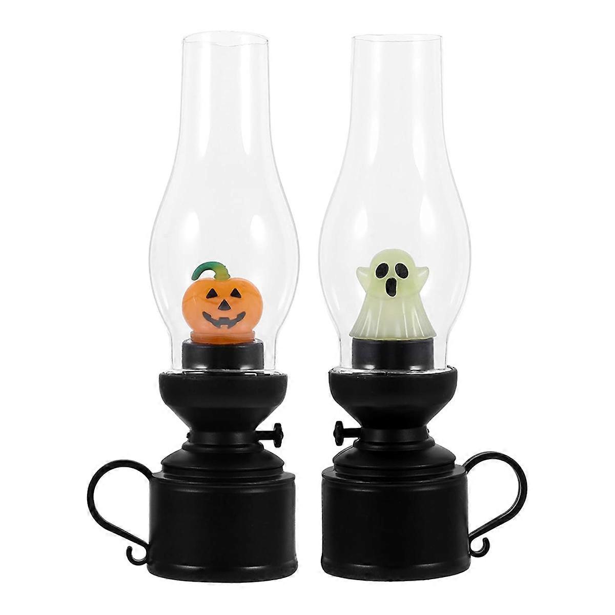 2pcs Halloween Vintage Pumpkin LED Lamp