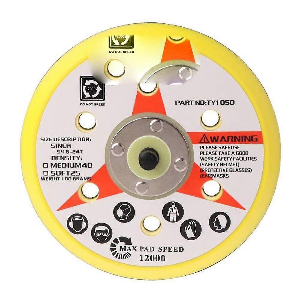 6 Inch 6Hole Backup Sanding Pad 5/1624 Thread, HookAndLoop Backing, Fits Grinders and Orbital Sanders