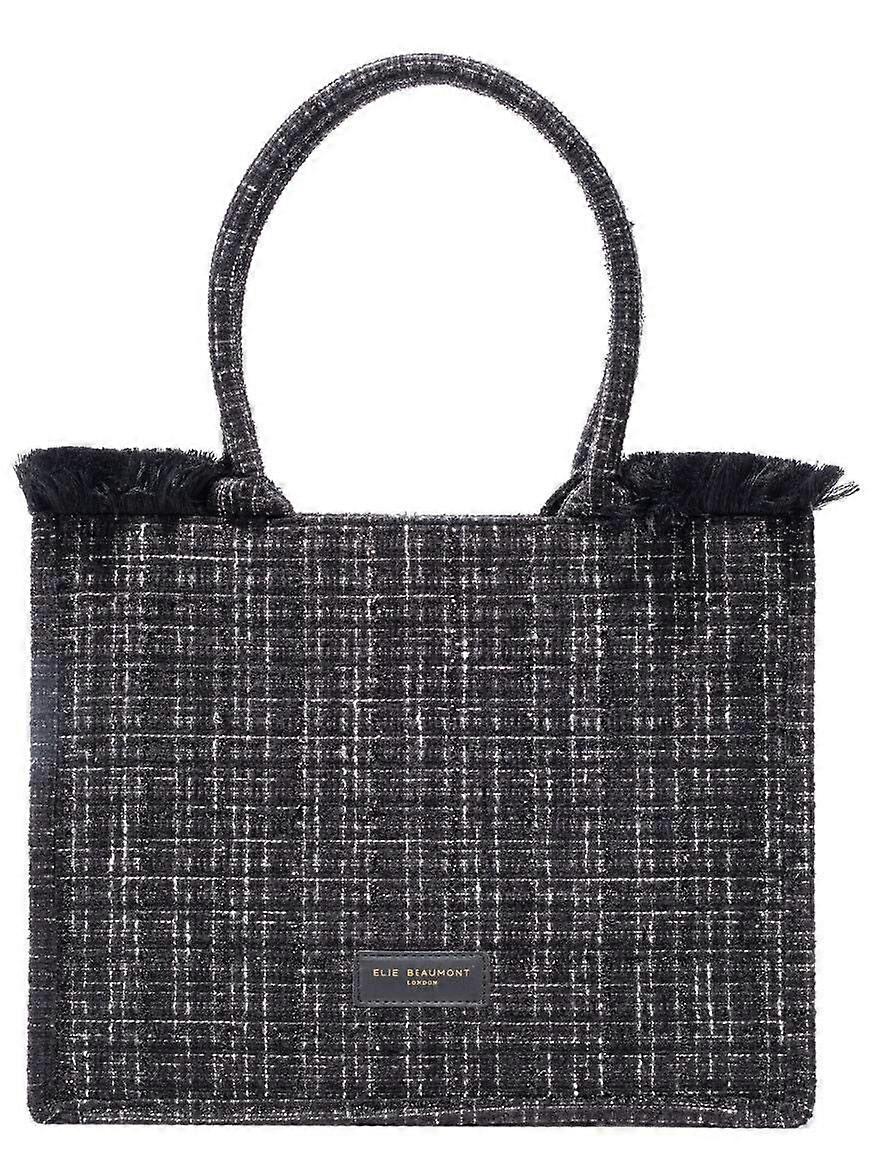 Elie Beaumont Fabric Midi Tote Bag - Black Checks