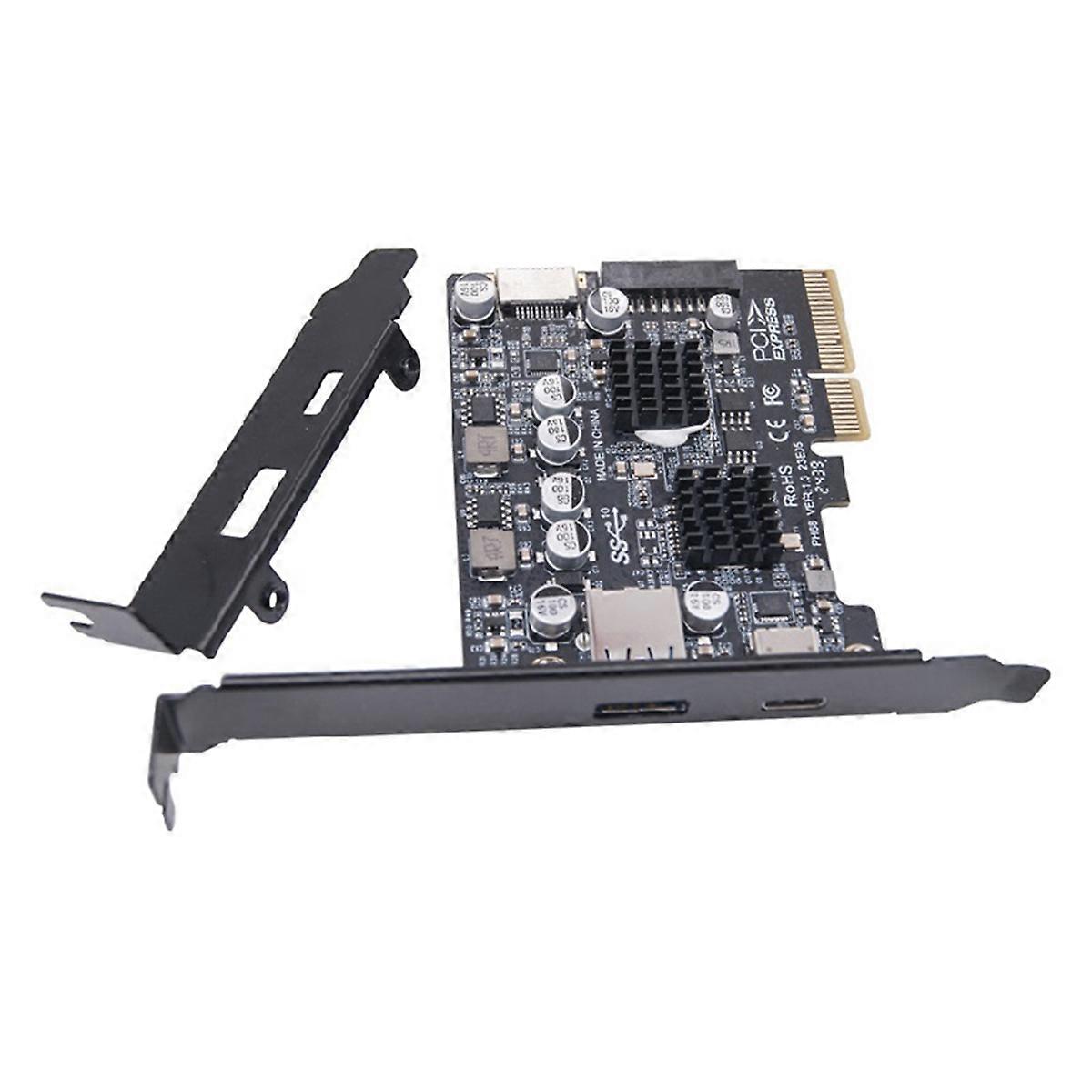 2 Ports PCI-E 4X to USB 3.2 Gen 2 A Type C Expansion Card Front Type E 19P/20P Connector 10Gbps Full Speed Transmisson