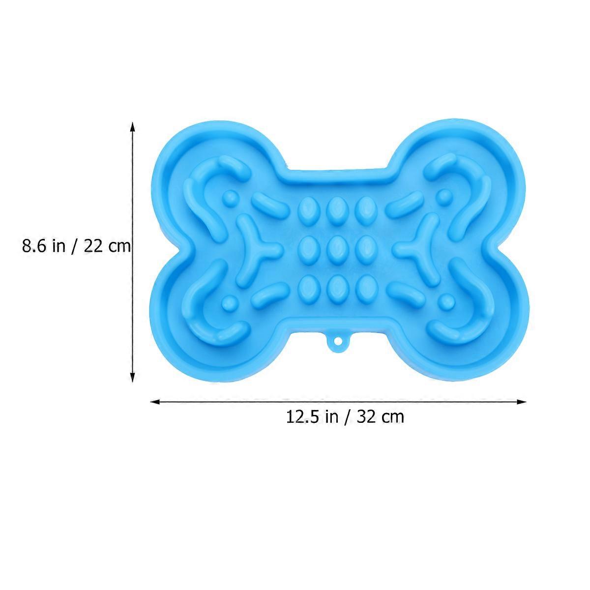 Non-Slip Slow Eating Dog Bowl Blue Bone Shape Small Size For Pet Owners 1Set