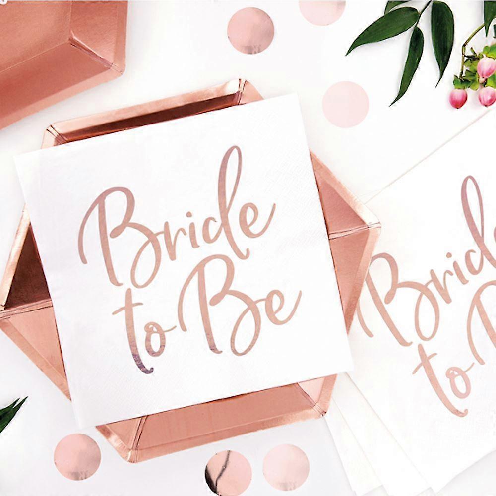'Bruid worden' papieren servetten wit Rose goud duivin partij x 20 bruiloft