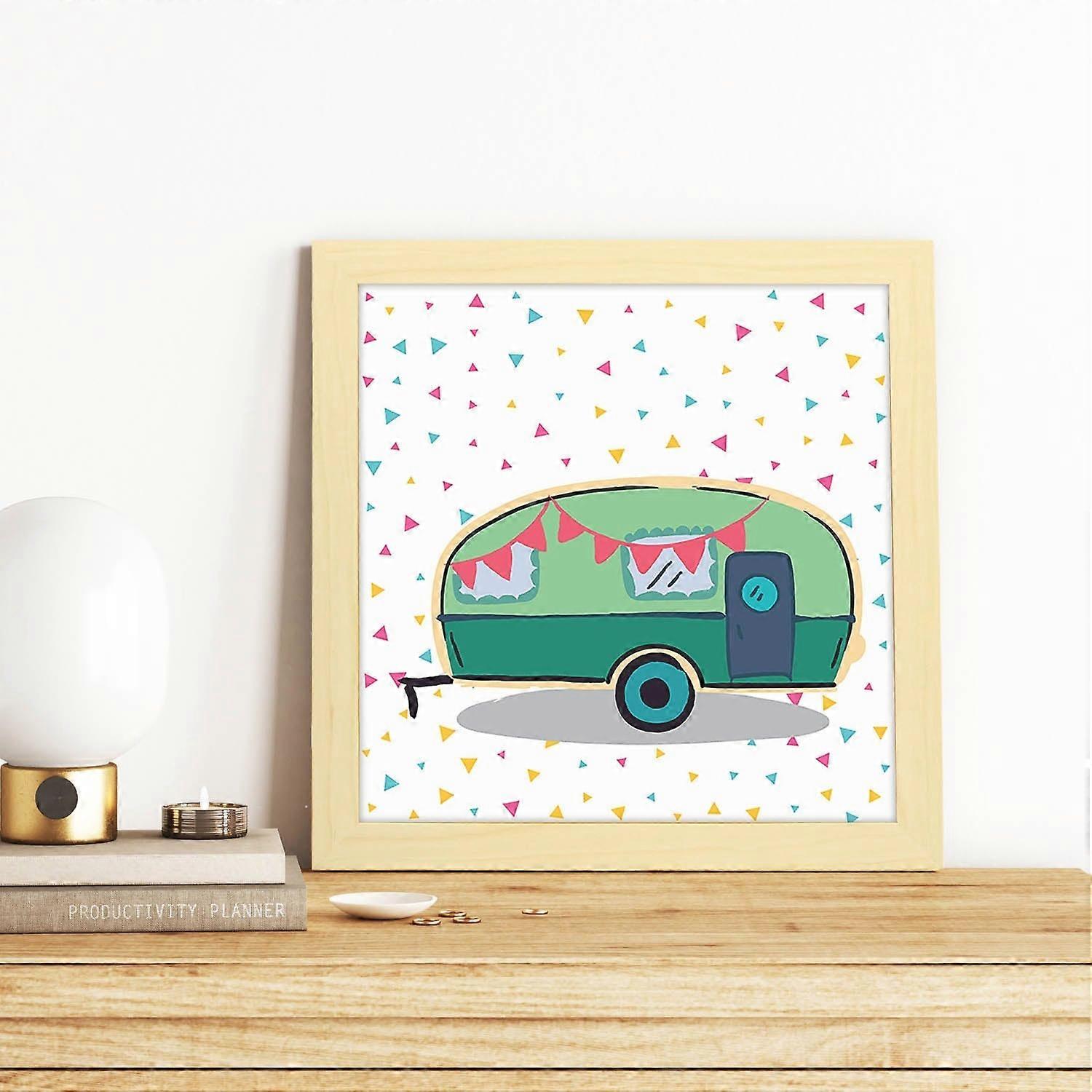 Green Square Caravan Print