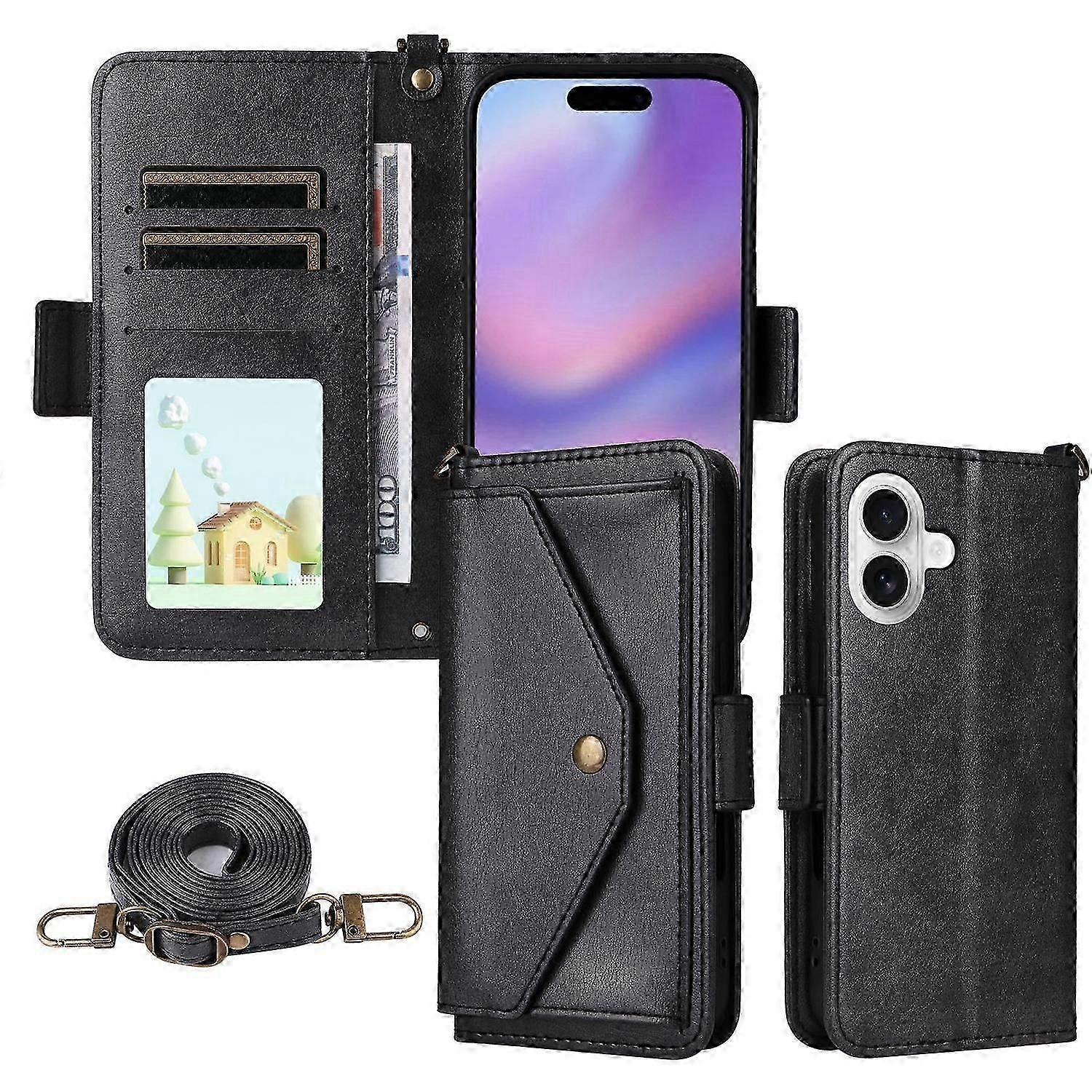 Leather Phone Case For iPhone 16 Plus myi