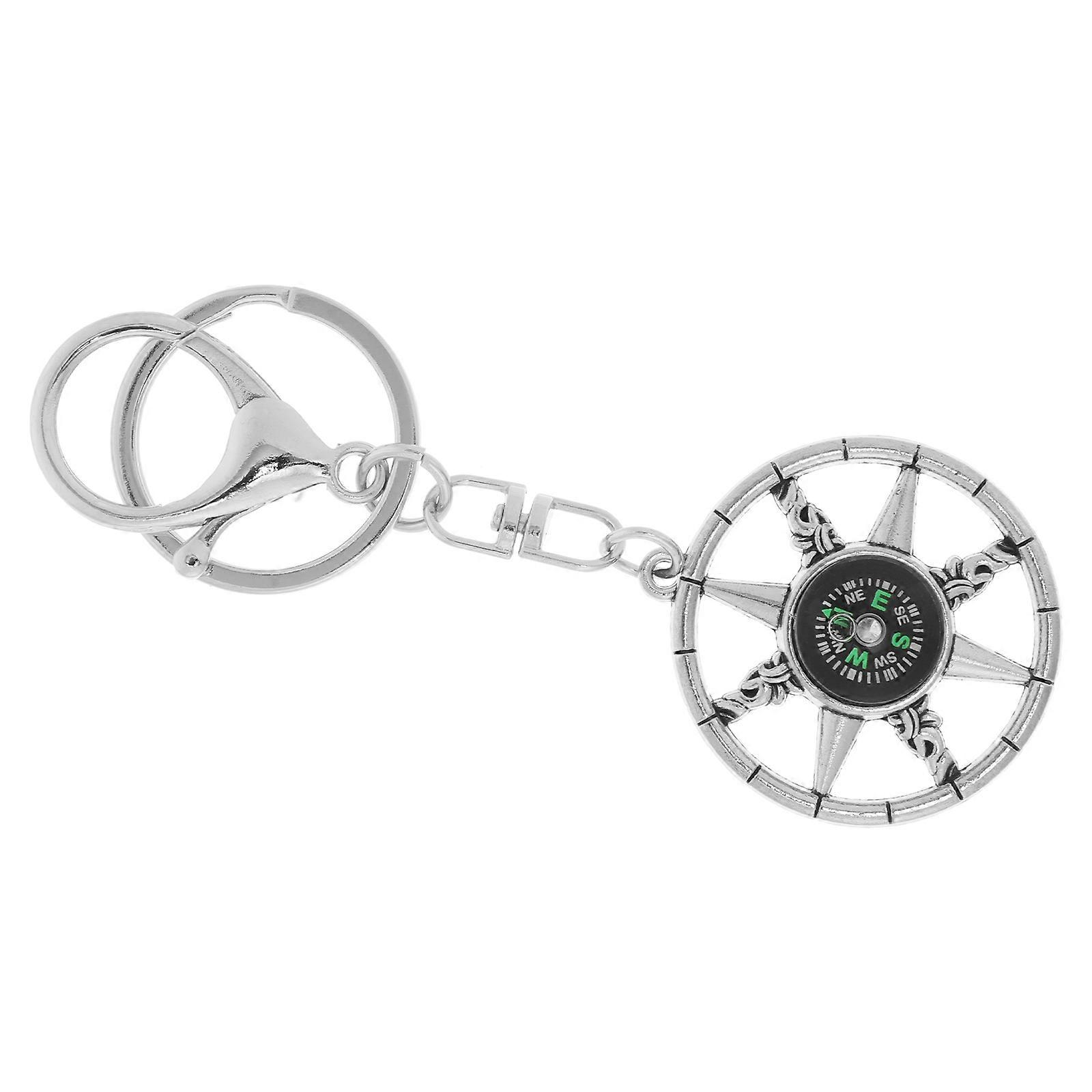 Miniature Compass Keychain Metal Rudder Key Holder for Boaters 4Pcs