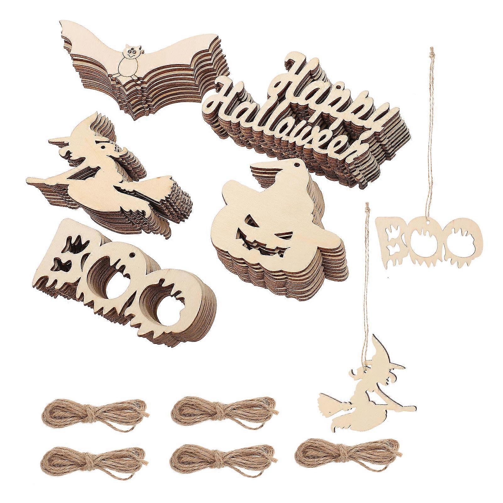 Halloween Cutout Wood Decoration for Party 150Pcs Wood Pendants