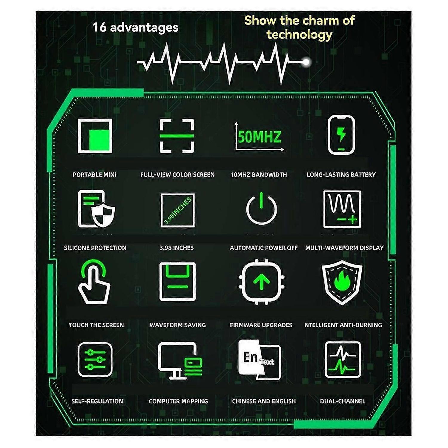 Touch Screen Digital Oscilloscope & Signal Generator - Dual Channel 50MHz, Automatic Oscilloscope,