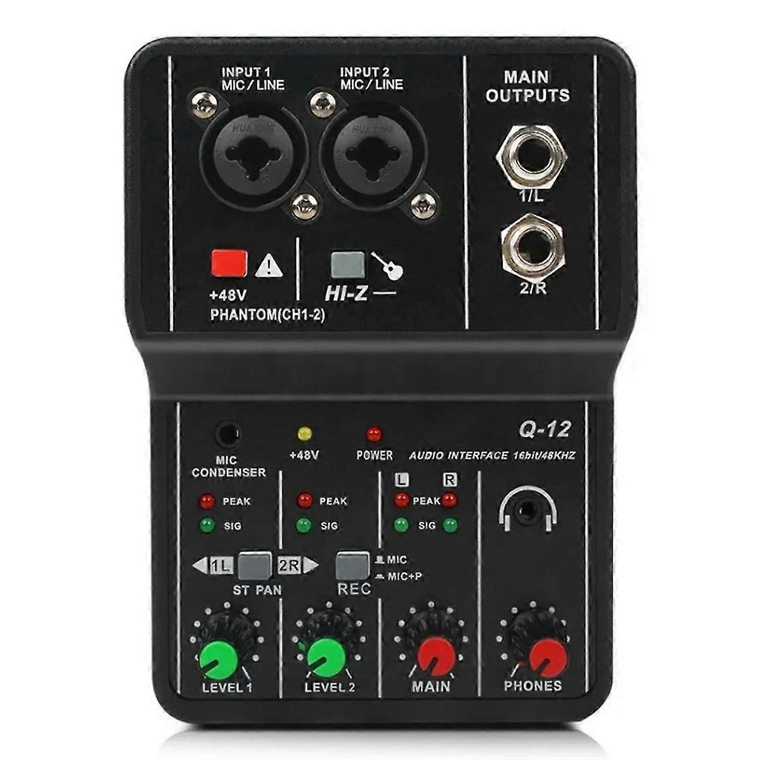 Professional Audio Mixer Sound Card with Monitor Electric Guitar Live Broadcast Recording for Studio