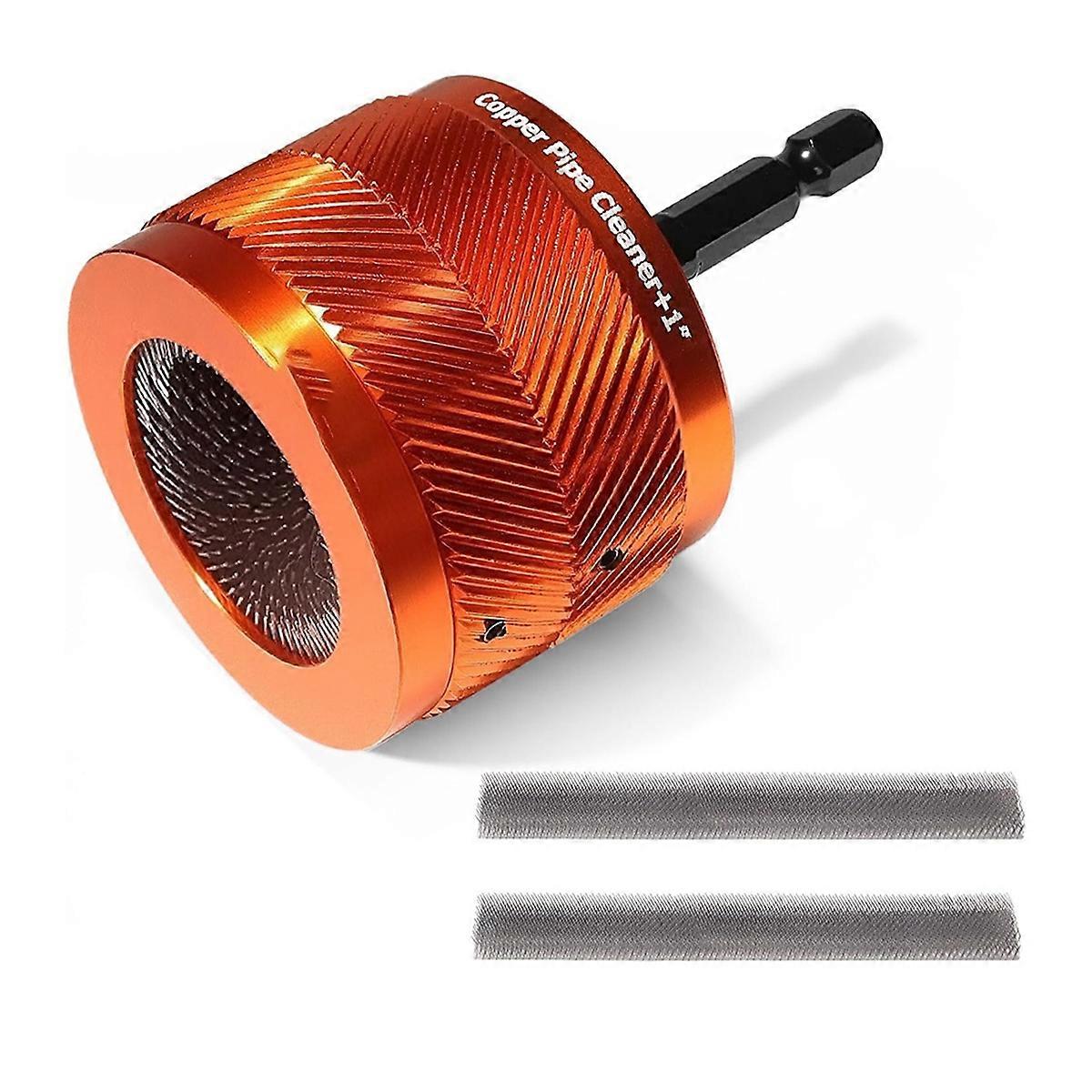 1 Inch Metal Copper Pipe Cleaner Set,with 1/4 Hex Shank ,Additional 2PCS Replaceable Brush,for Cleaning Rust, Stains