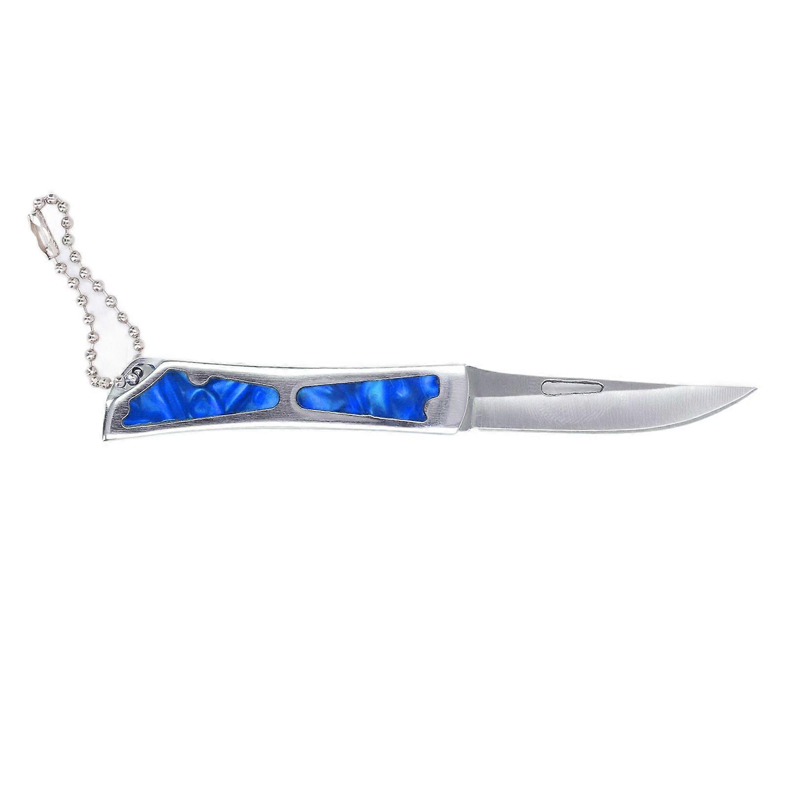 Pocket Knife Small Folding Knife Stainless Steel Blade Key Ring Pendant for Package Opener Box Cutter Blue